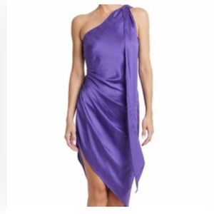 Ronny Kobo Zoe One Shoulder Silk Midi Dress